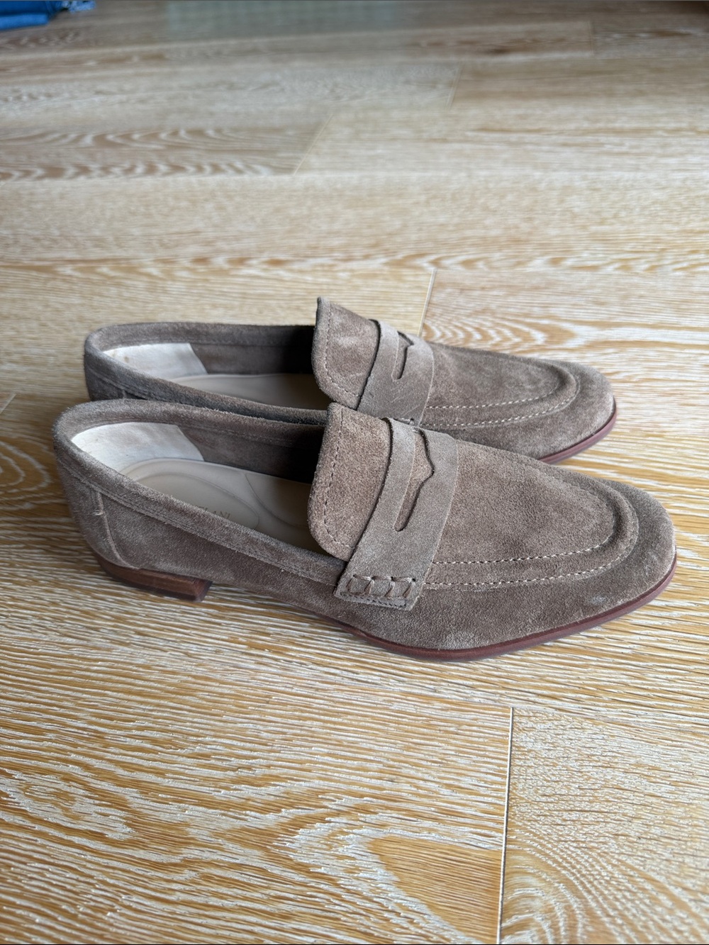 Women’s Suede Penny Loafers in Taupe - Picture 2 of 6
